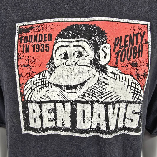 Distressed Ben Davis Workwear "Plenty Tough" Monkey Logo Graphic T-Shirt (2XL)
