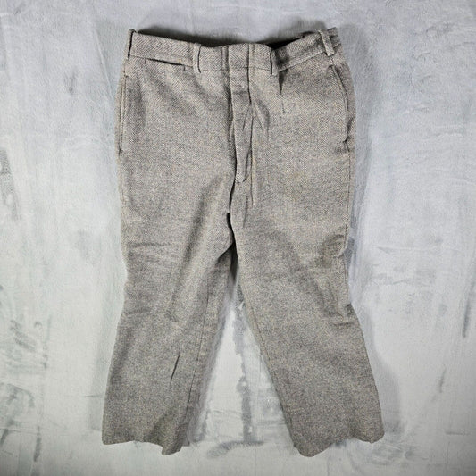 Vintage 1960s Hickey Freeman Gray Wool Herringbone Trousers (31x24) *Fair Cond.