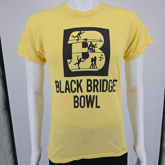Vintage 1980s Screen Stars Black Bridge Bowl Janesville, Wisconsin T-Shirt (S)