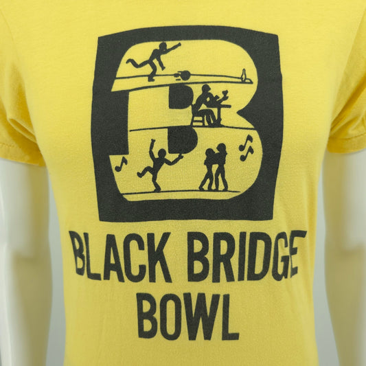 Vintage 1980s Screen Stars Black Bridge Bowl Janesville, Wisconsin T-Shirt (S)