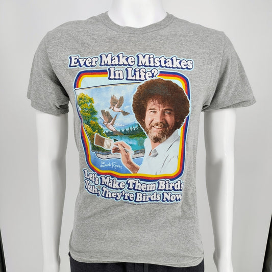 Bob Ross "Ever Makes Mistakes in Life? Let's Make Them Birds" T-Shirt (S)
