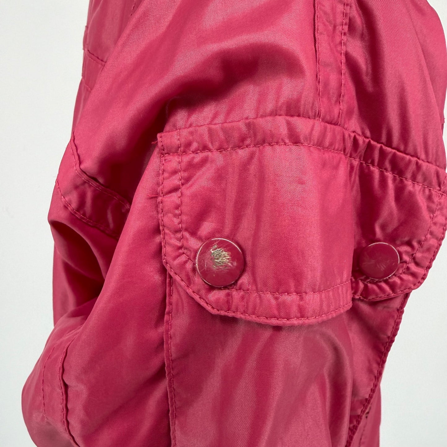 Vintage 1980s Style Auto Carrera Design Synthwave Nylon Windbreaker Jacket (L)