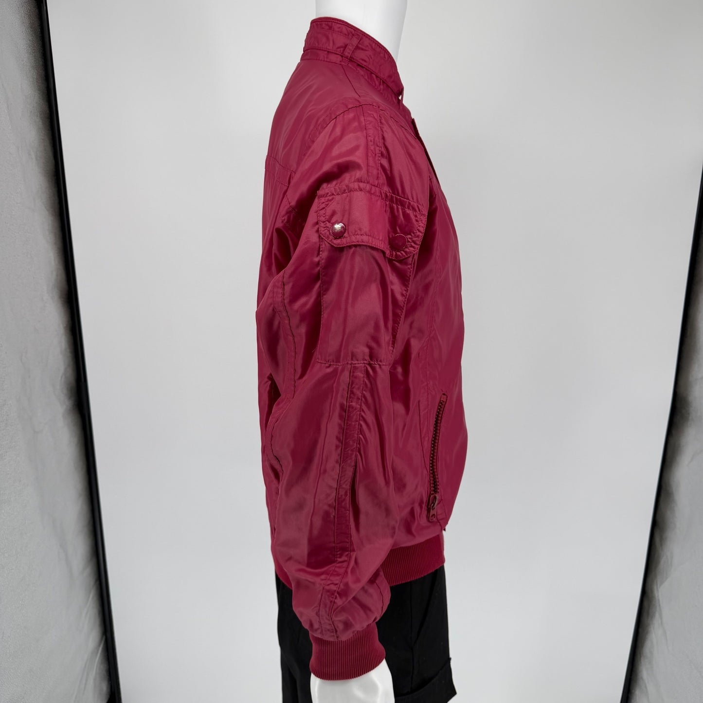 Vintage 1980s Style Auto Carrera Design Synthwave Nylon Windbreaker Jacket (L)