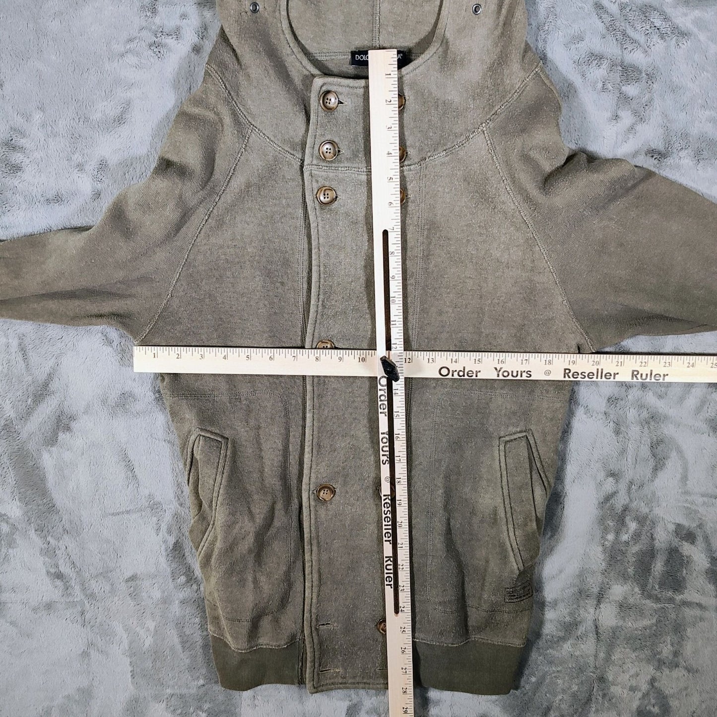 Dolce & Gabbana Faded Olive Green Hooded Button Cardigan (IT Size 44 US 34)