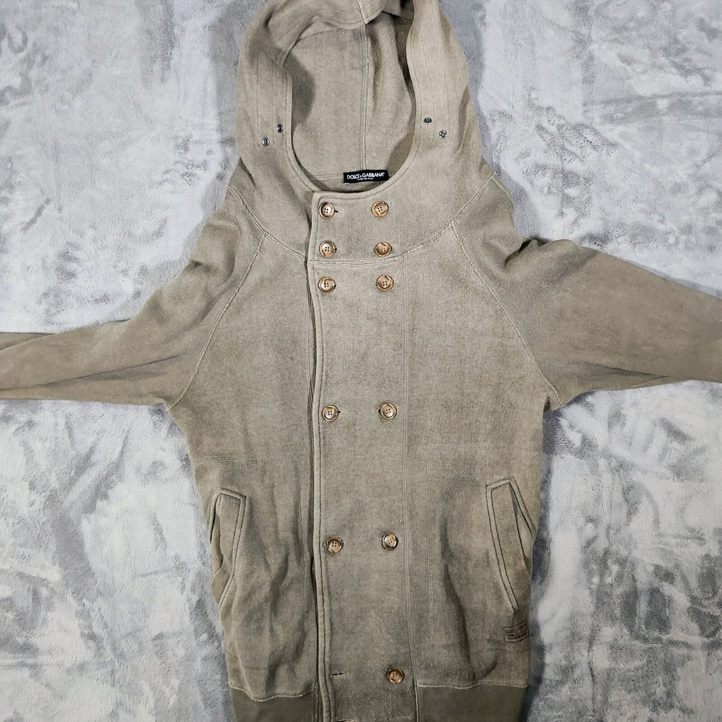 Dolce & Gabbana Faded Olive Green Hooded Button Cardigan (IT Size 44 US 34)