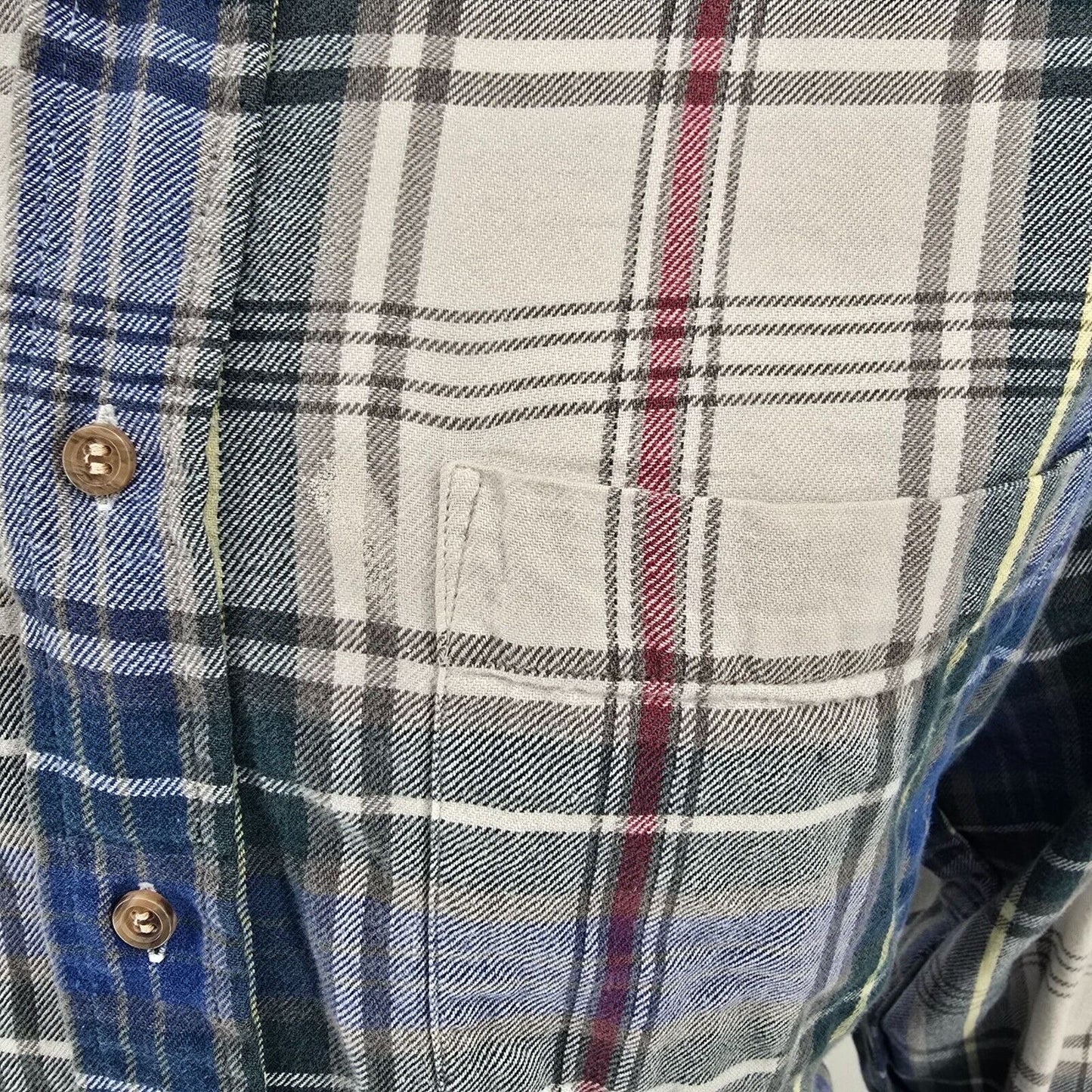 Vintage Distressed 1990s Goody's GFC Trading Co. Blue Plaid Flannel Shirt (L)
