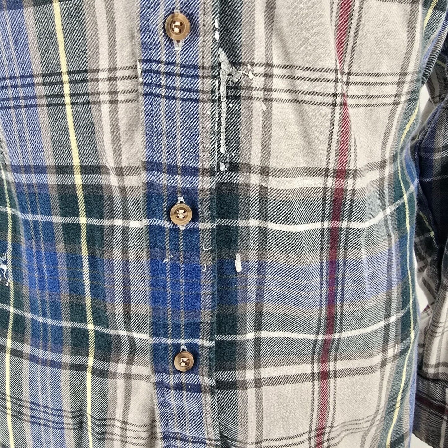 Vintage Distressed 1990s Goody's GFC Trading Co. Blue Plaid Flannel Shirt (L)