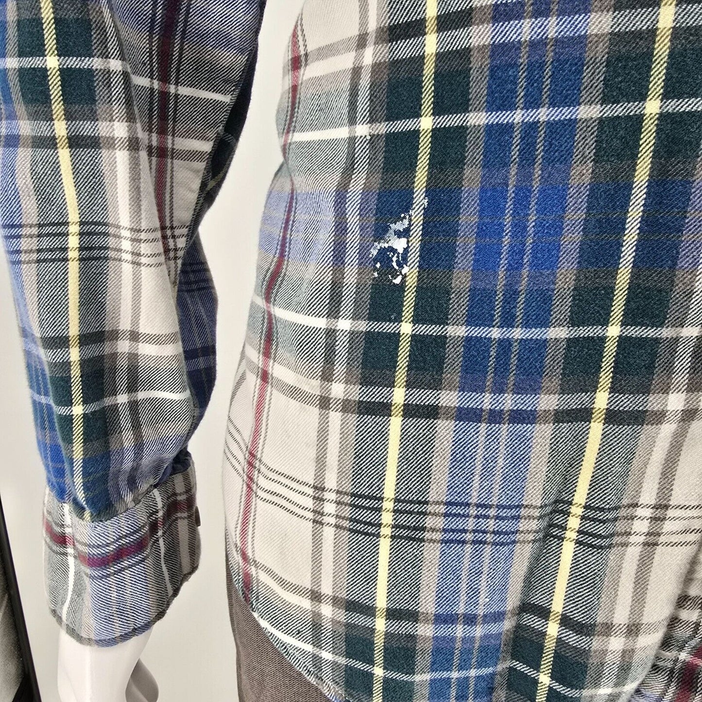 Vintage Distressed 1990s Goody's GFC Trading Co. Blue Plaid Flannel Shirt (L)