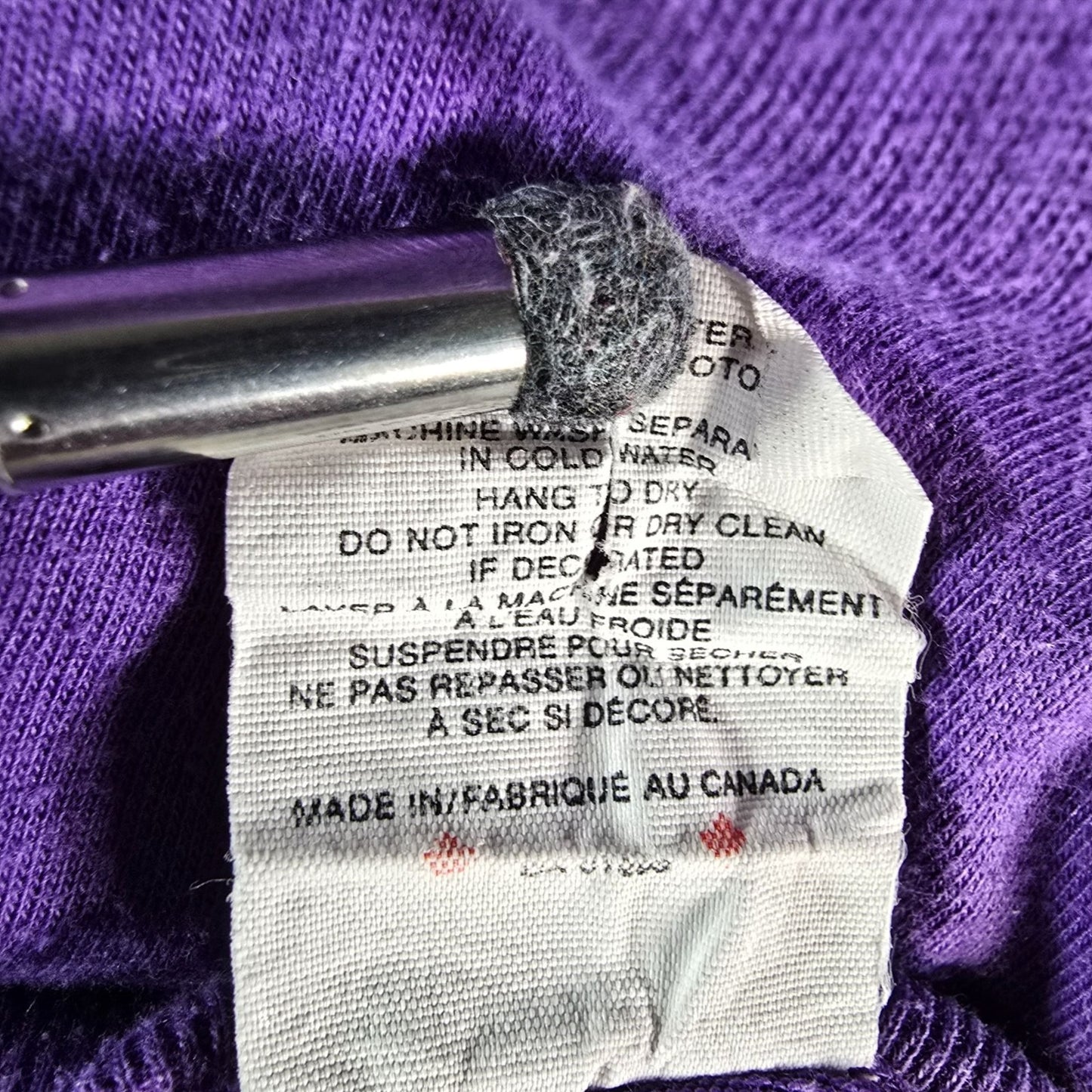 Vintage 1990s Quality Goods IMD Embossed "Canada" Purple Terrycloth T-Shirt (M)