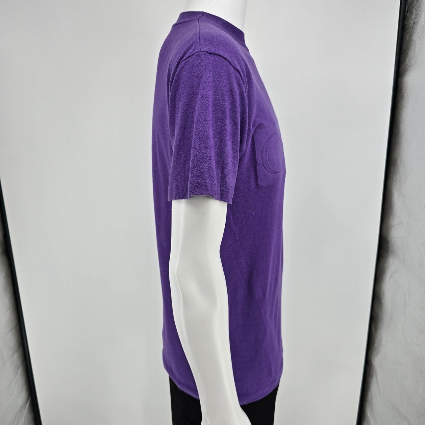 Vintage 1990s Quality Goods IMD Embossed "Canada" Purple Terrycloth T-Shirt (M)