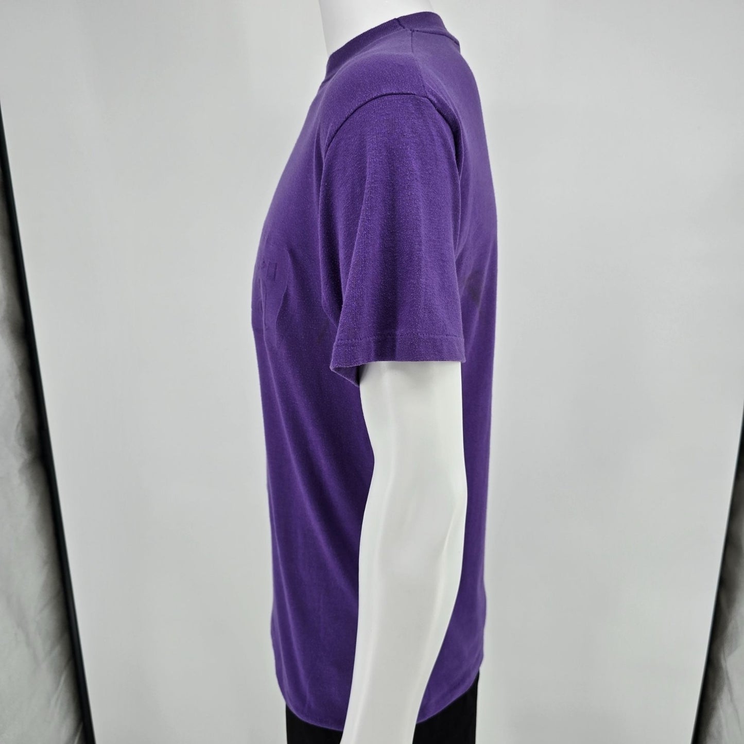 Vintage 1990s Quality Goods IMD Embossed "Canada" Purple Terrycloth T-Shirt (M)