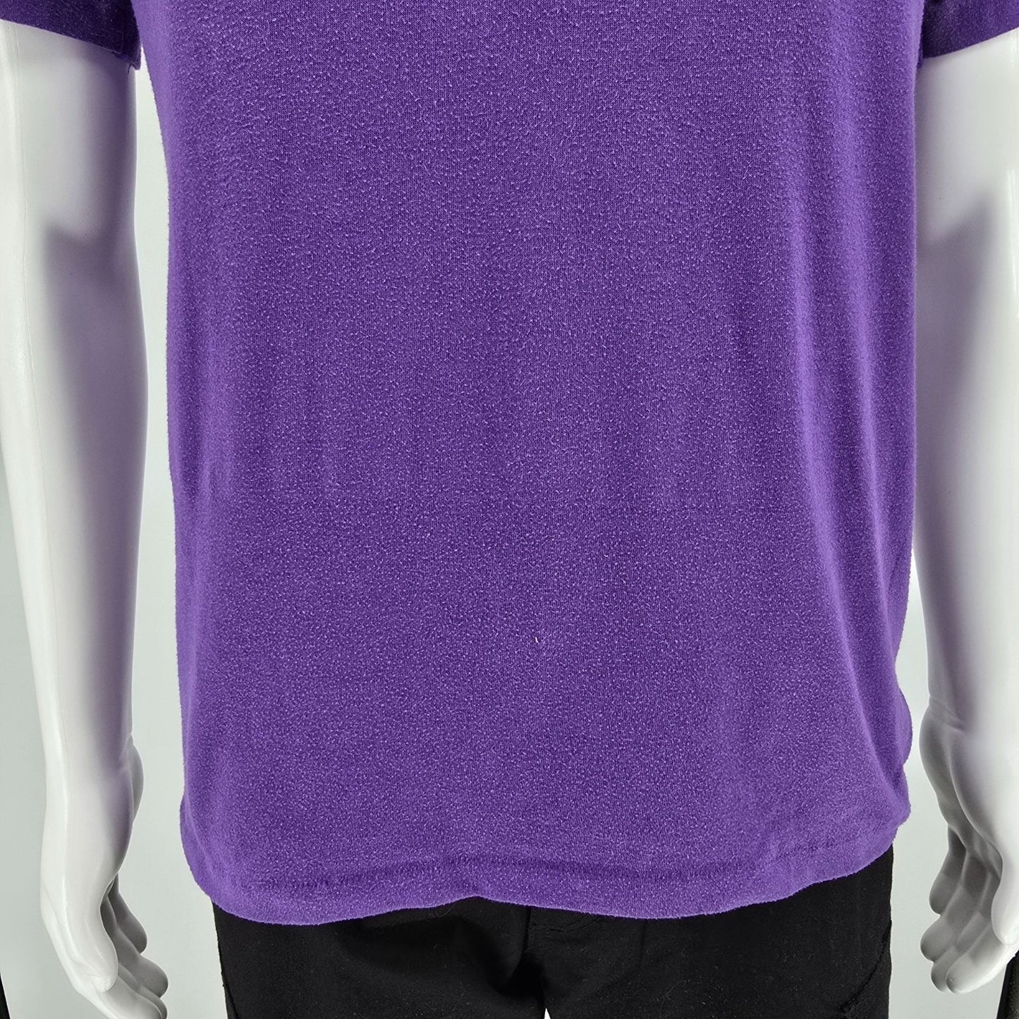 Vintage 1990s Quality Goods IMD Embossed "Canada" Purple Terrycloth T-Shirt (M)