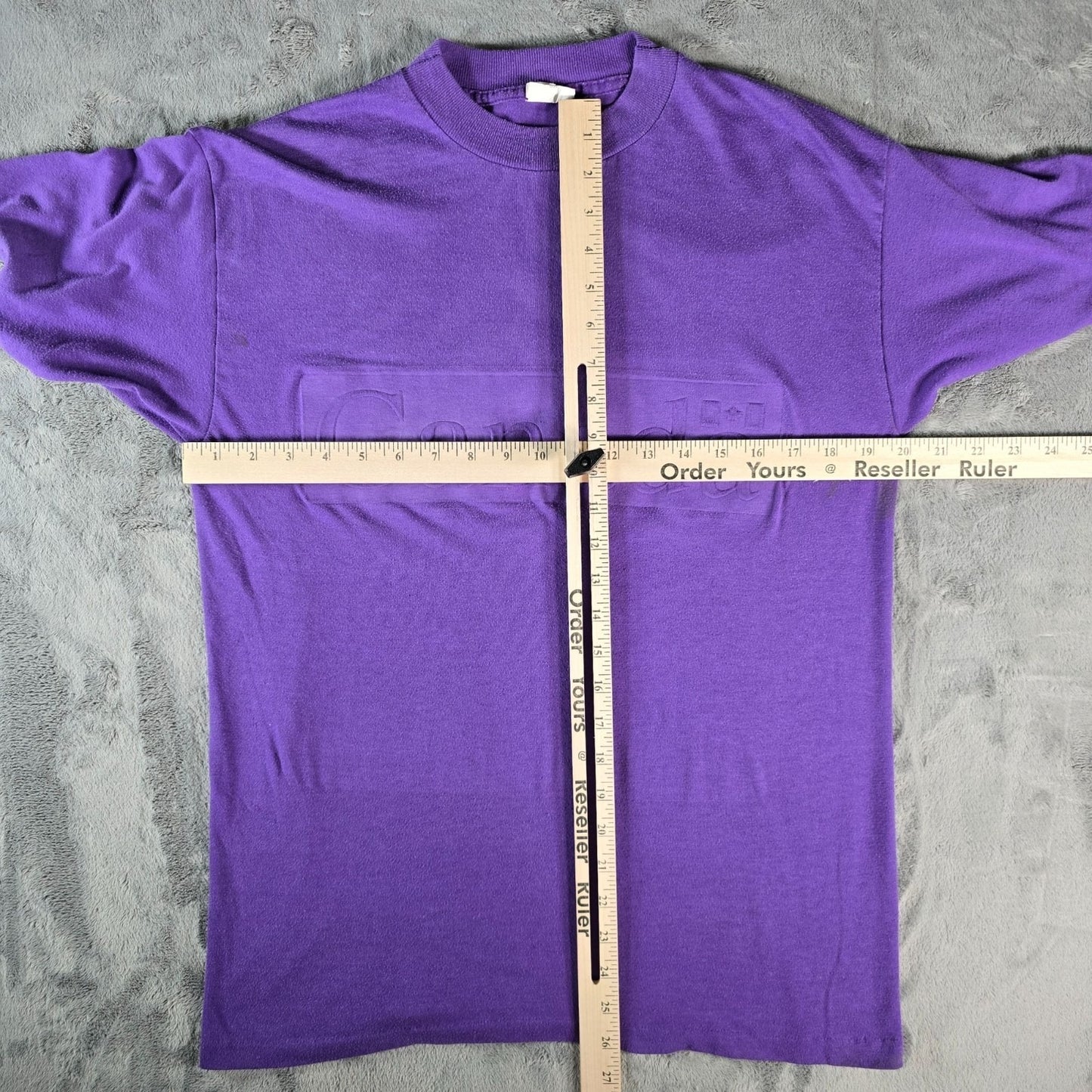 Vintage 1990s Quality Goods IMD Embossed "Canada" Purple Terrycloth T-Shirt (M)