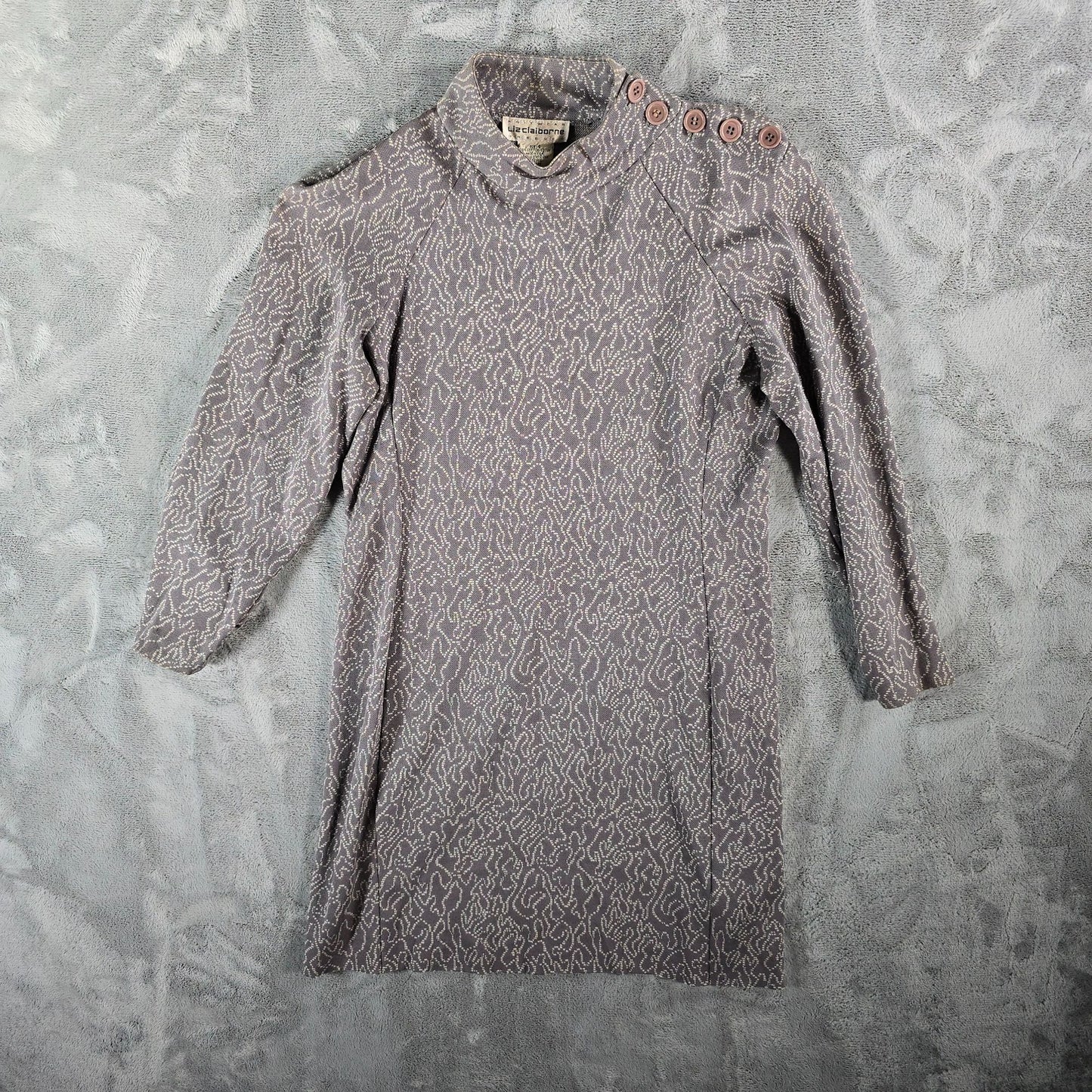 Vintage 1980s Liz Claiborne Knitwear Abstract Squiggle Cotton Mini Dress (4)