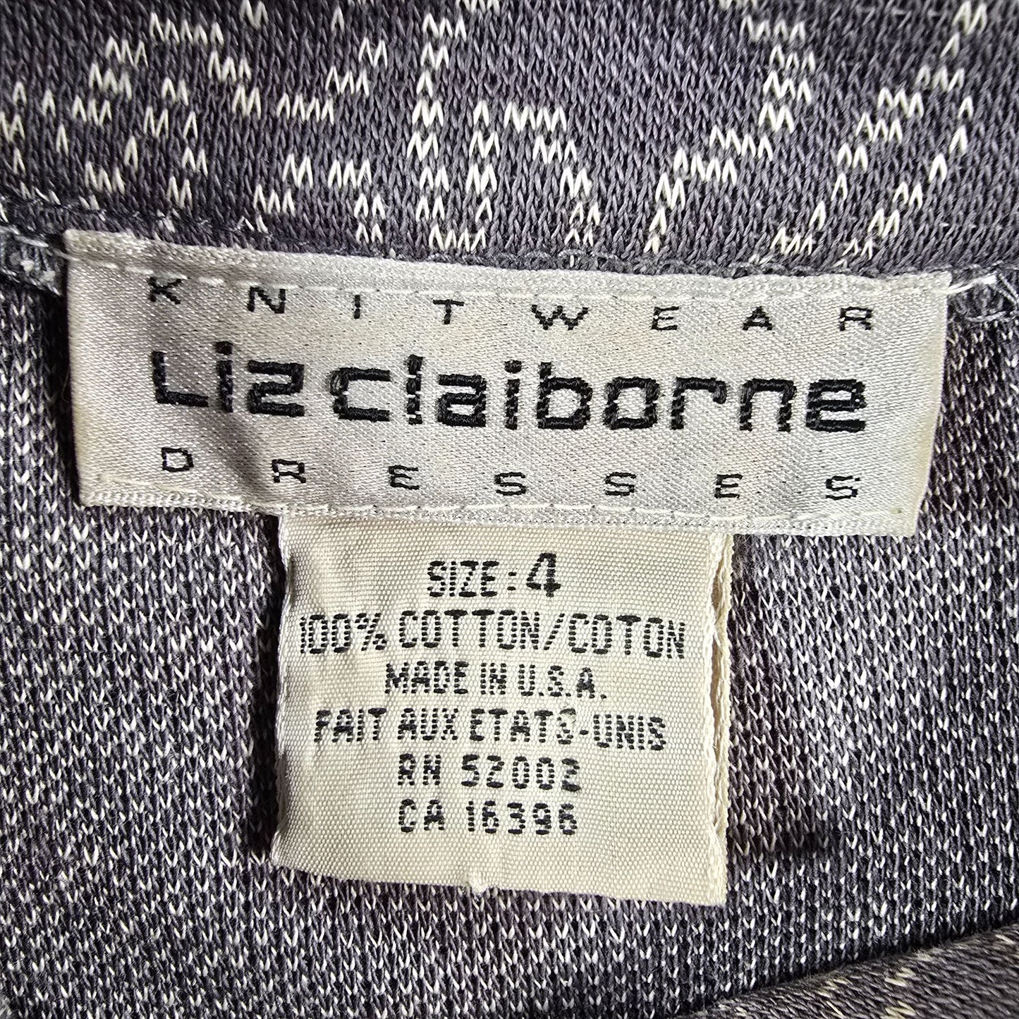 Vintage 1980s Liz Claiborne Knitwear Abstract Squiggle Cotton Mini Dress (4)