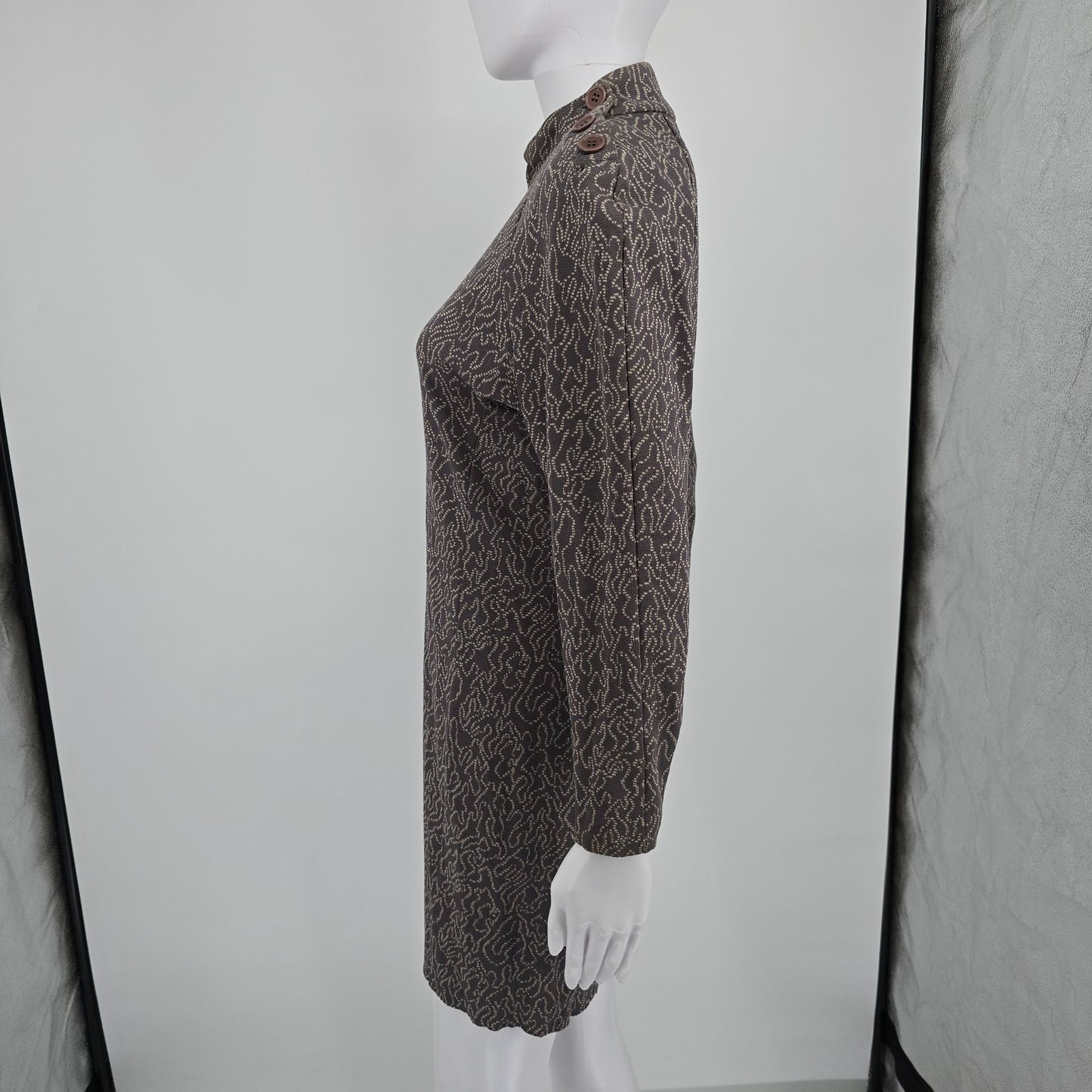 Vintage 1980s Liz Claiborne Knitwear Abstract Squiggle Cotton Mini Dress (4)