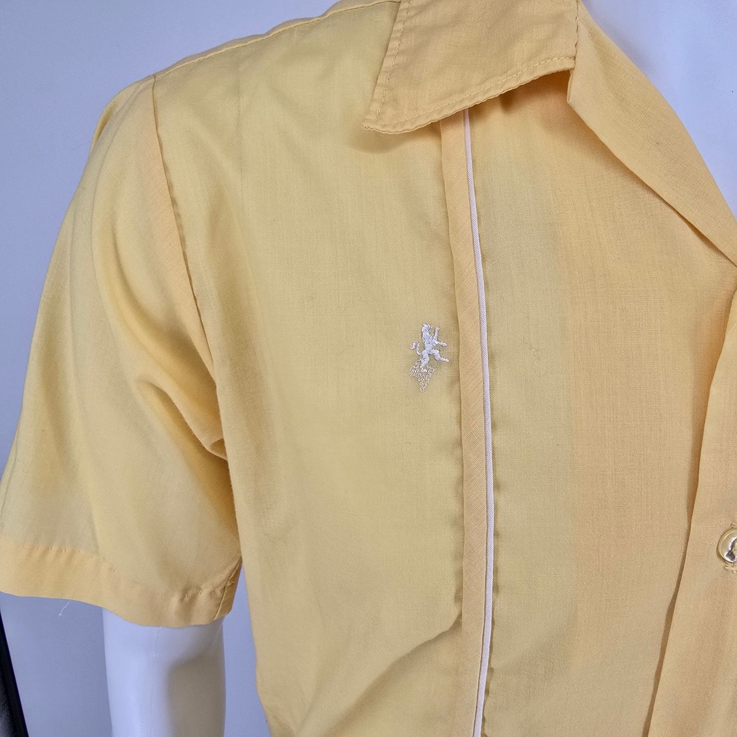 Vintage 1960s Super Spire California Yellow Camp Collar Bowling Shirt (M)