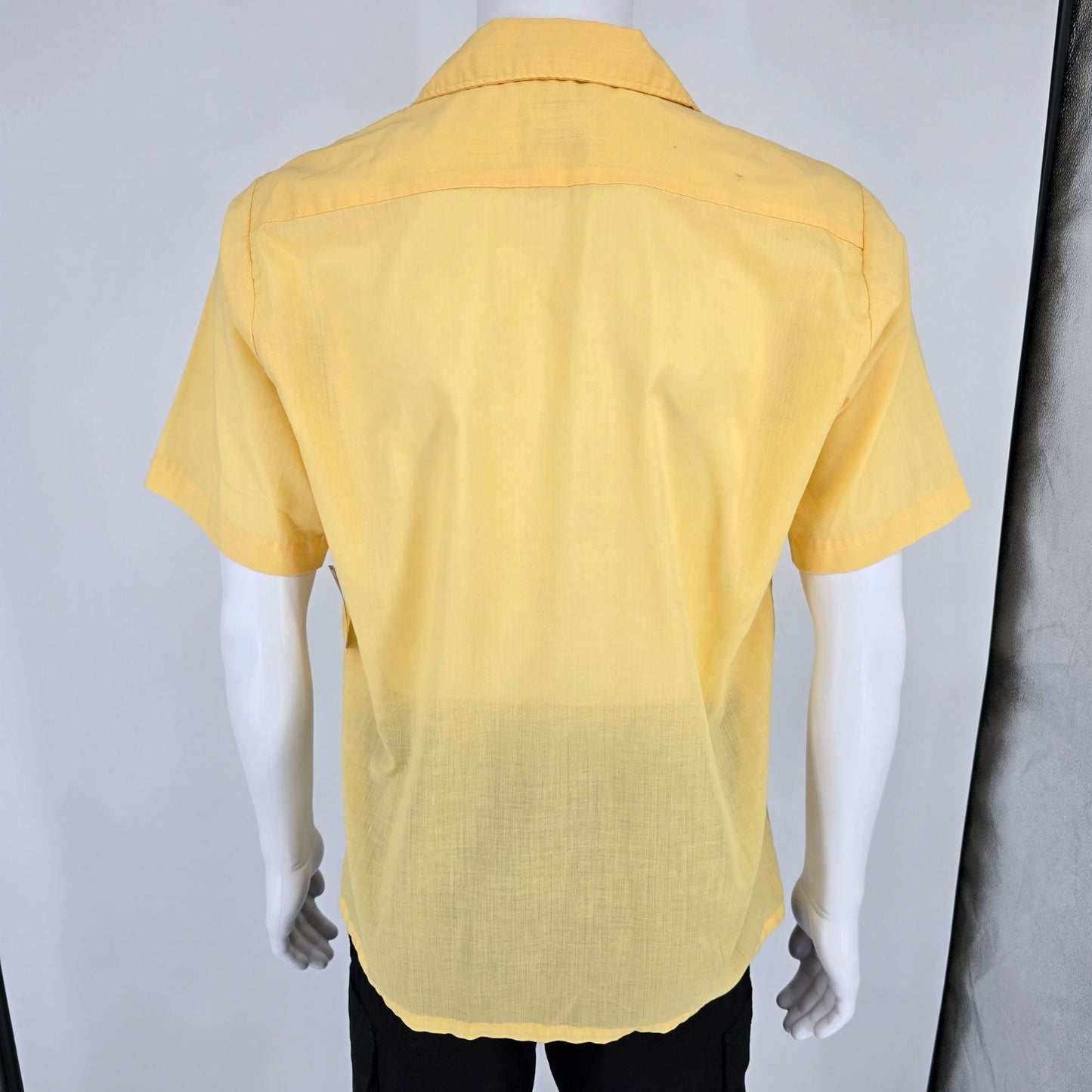 Vintage 1960s Super Spire California Yellow Camp Collar Bowling Shirt (M)