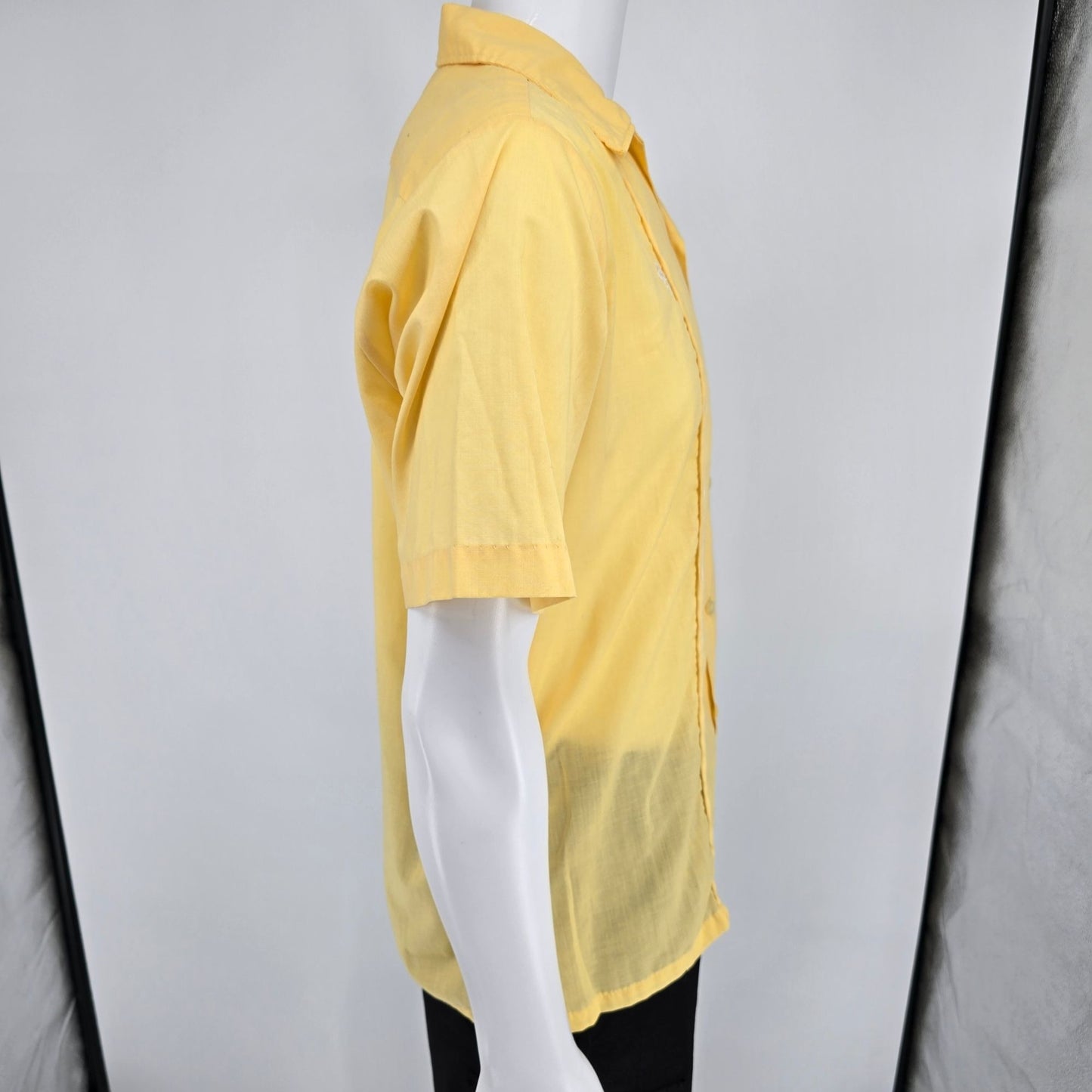 Vintage 1960s Super Spire California Yellow Camp Collar Bowling Shirt (M)