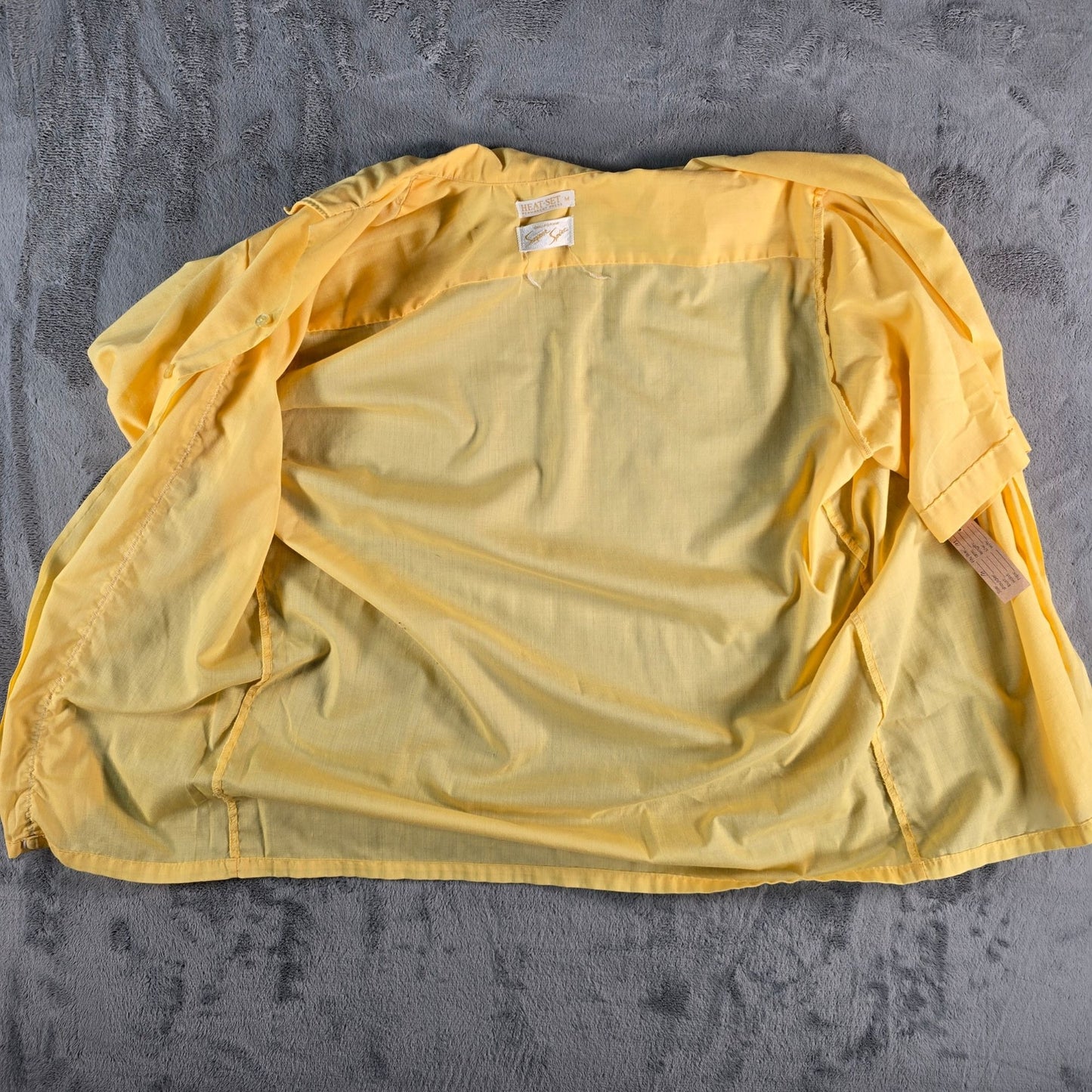 Vintage 1960s Super Spire California Yellow Camp Collar Bowling Shirt (M)