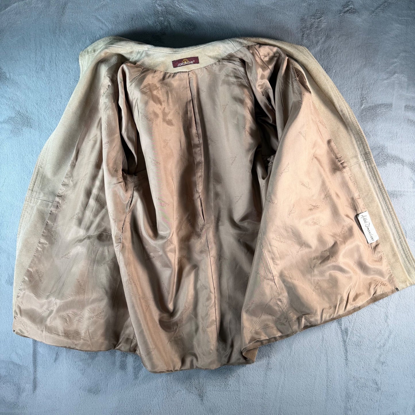 Vintage 1980s Jordache Brown Suede Leather Open Front Jacket/Car Coat (XL)