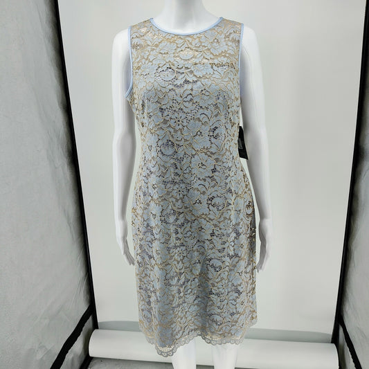 NWT Lauren Ralph Lauren Women's Blue Lace Sleeveless Sheath Dress (8P Petite)