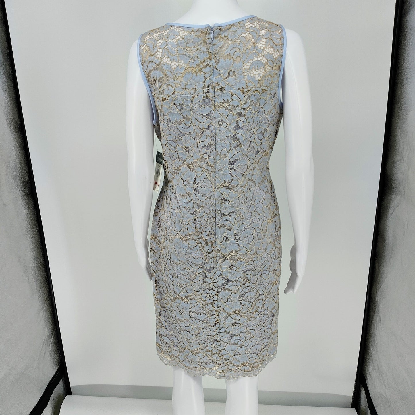 NWT Lauren Ralph Lauren Women's Blue Lace Sleeveless Sheath Dress (8P Petite)