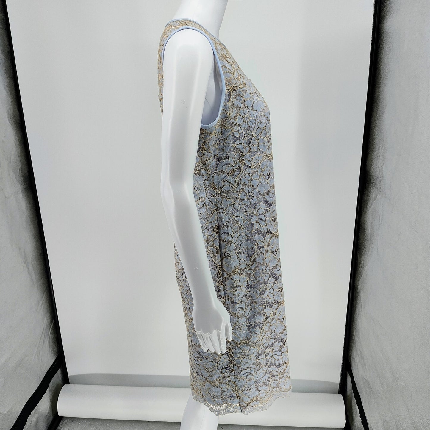 NWT Lauren Ralph Lauren Women's Blue Lace Sleeveless Sheath Dress (8P Petite)