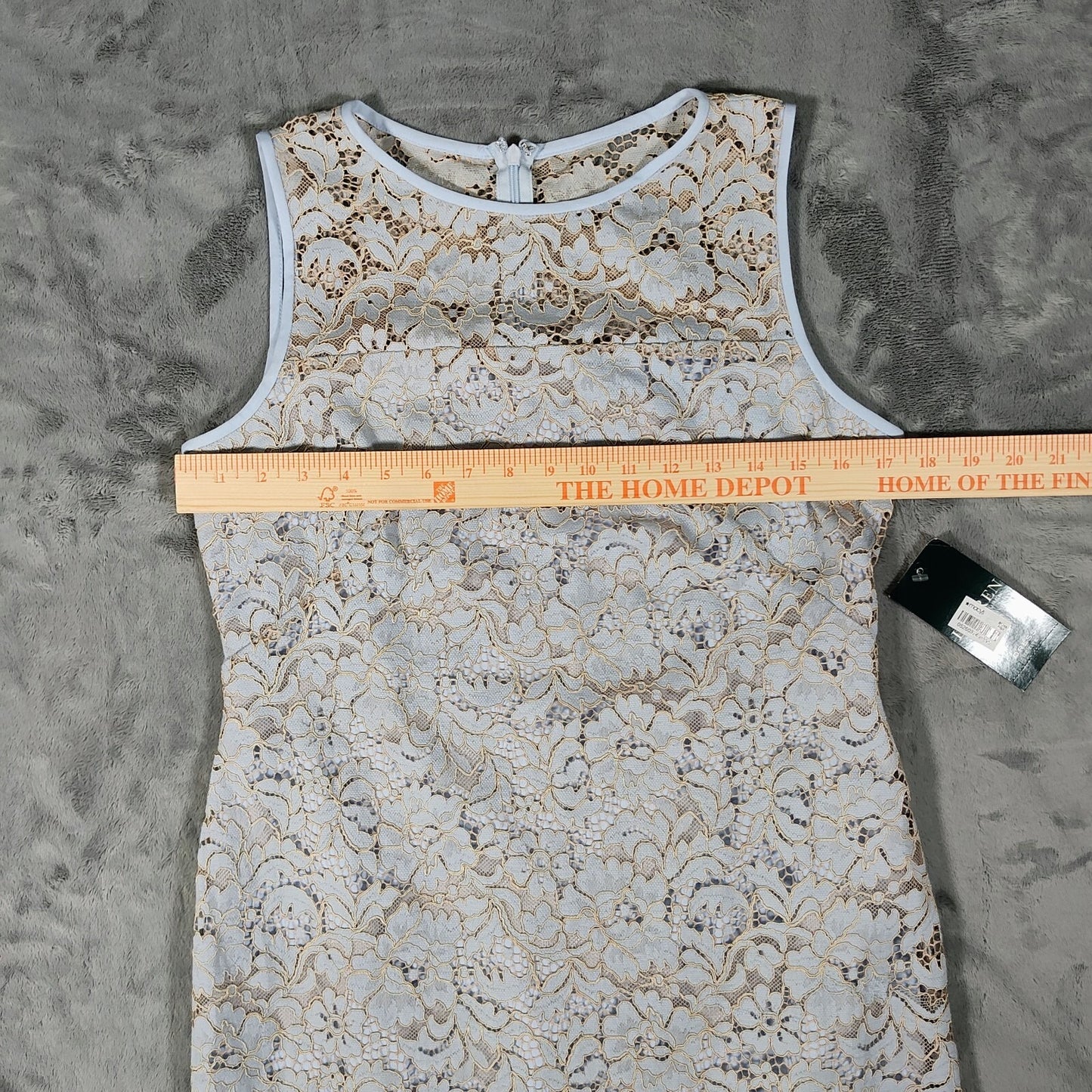 NWT Lauren Ralph Lauren Women's Blue Lace Sleeveless Sheath Dress (8P Petite)