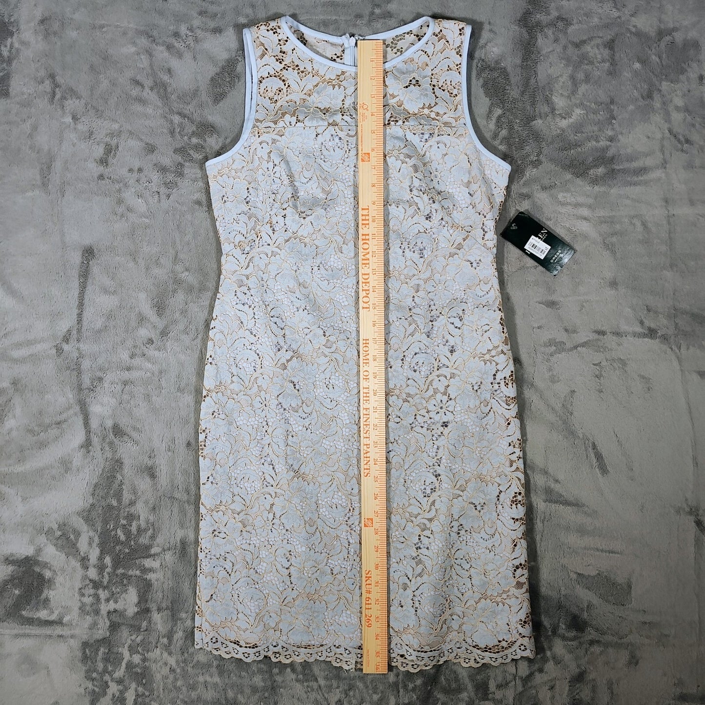 NWT Lauren Ralph Lauren Women's Blue Lace Sleeveless Sheath Dress (8P Petite)
