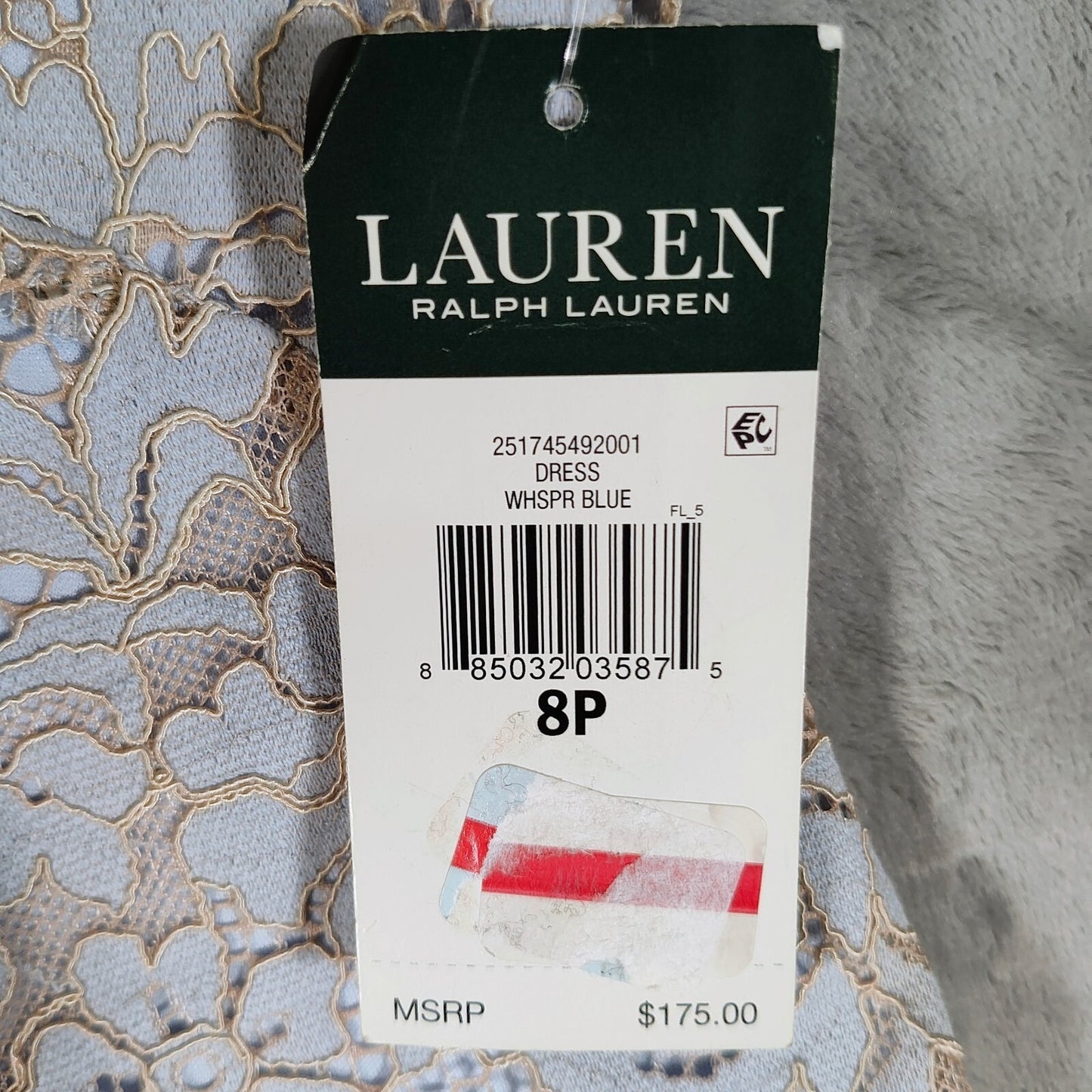 NWT Lauren Ralph Lauren Women's Blue Lace Sleeveless Sheath Dress (8P Petite)