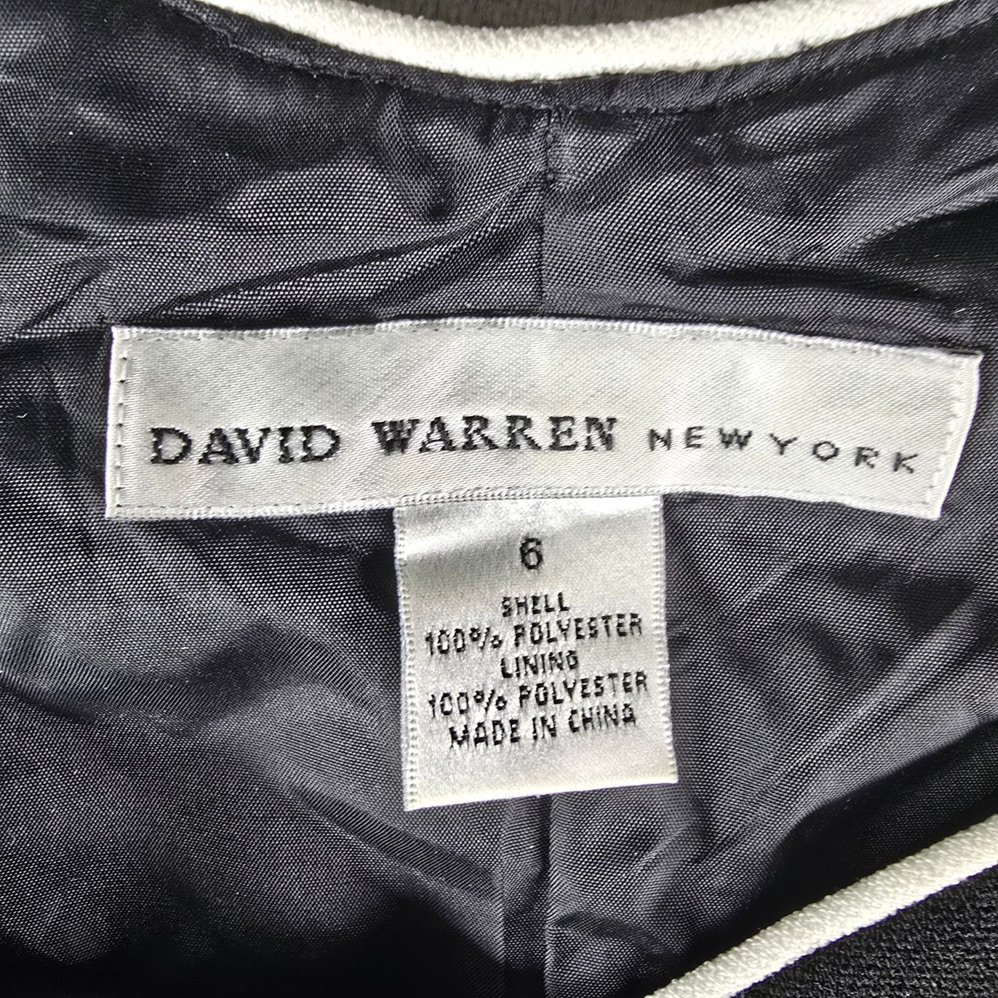 2010s David Warren New York Black/White Piped Sleeveless Cocktail Dress (6/S)