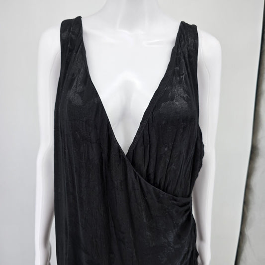 2010s Sachin & Babi Black Floral Jacquard Sleeveless Cocktail Dress (14/L)