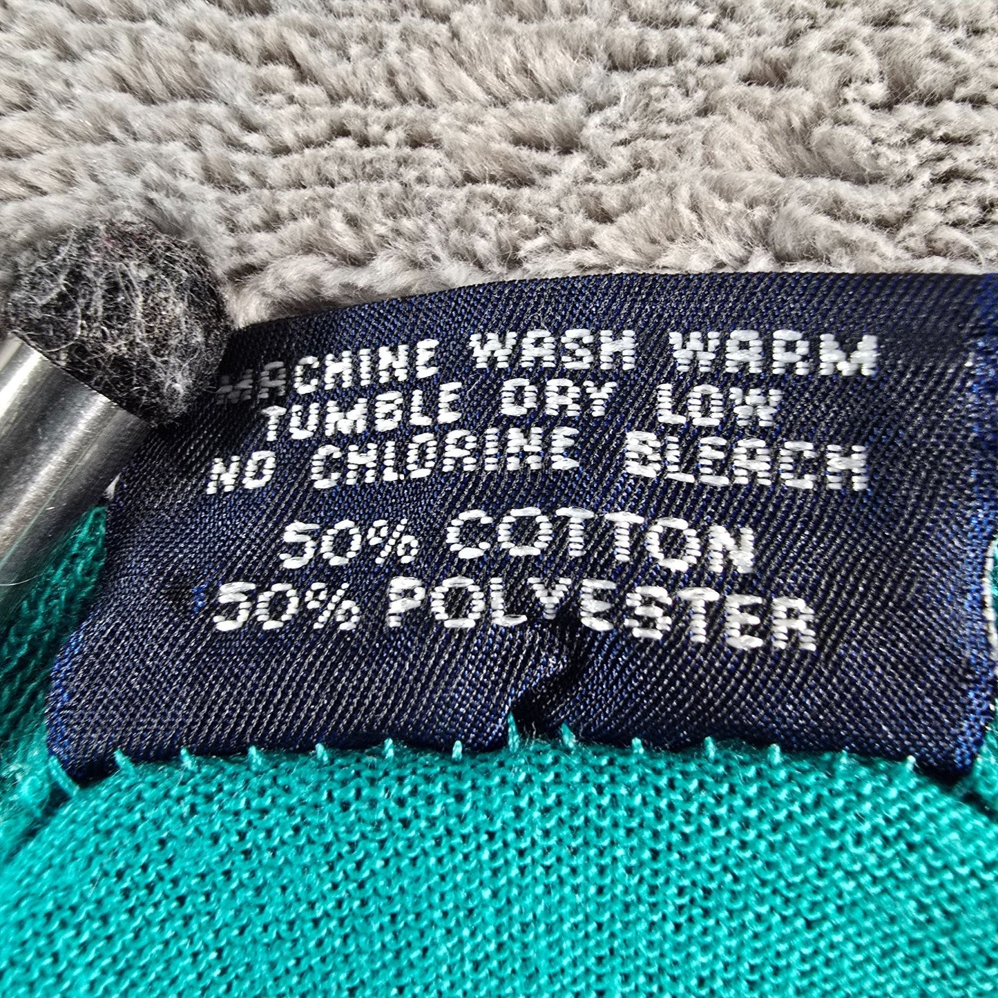 Vintage 1990s Wentworth Made in USA Teal Striped Polycotton Pocket T-Shirt (XL)