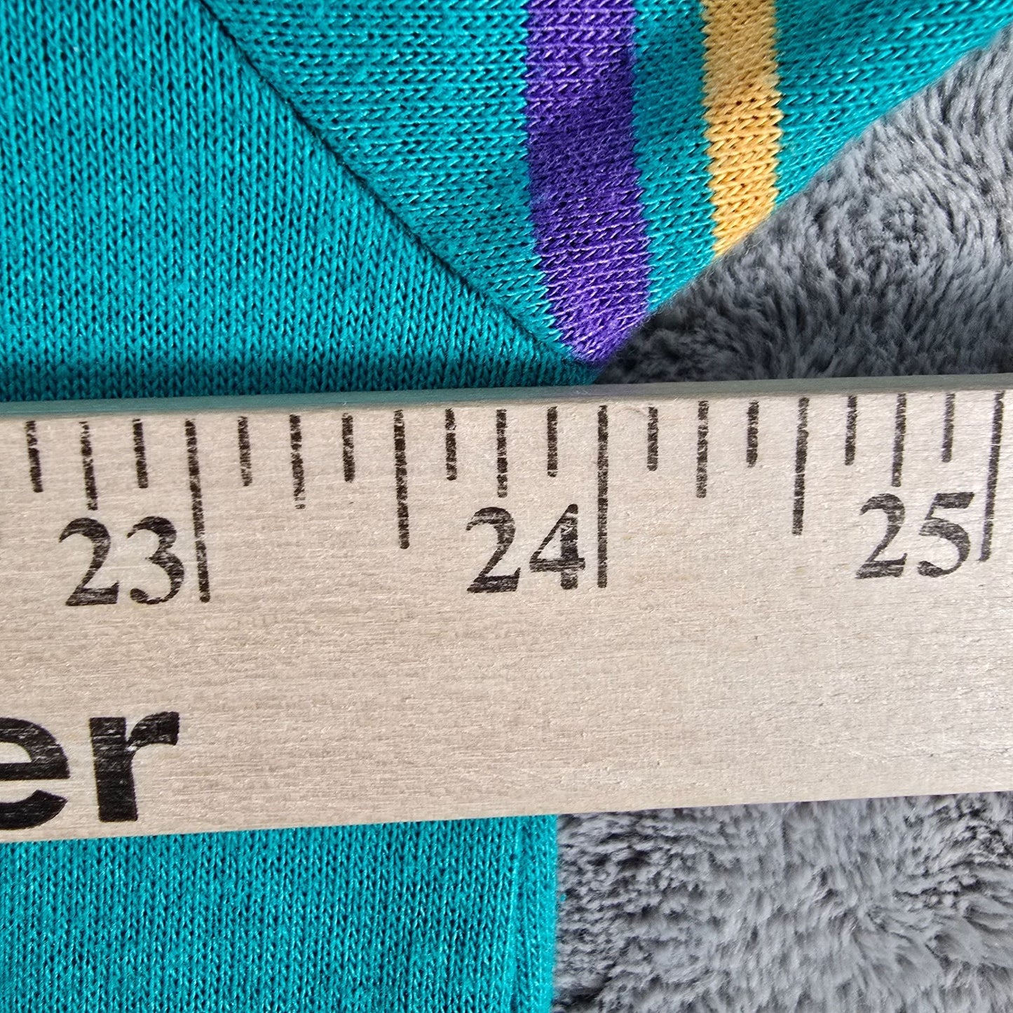 Vintage 1990s Wentworth Made in USA Teal Striped Polycotton Pocket T-Shirt (XL)