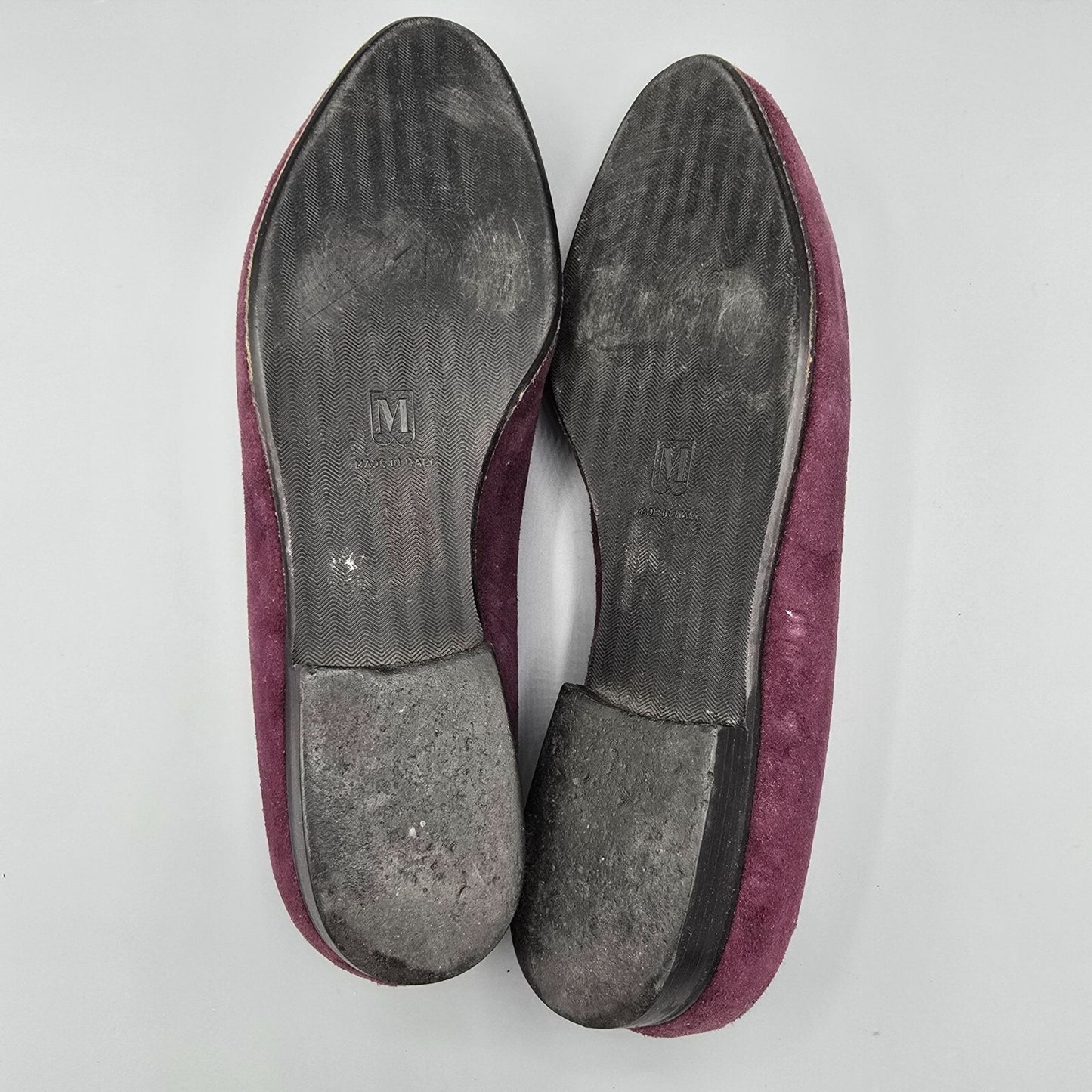 Bruno Magli Made in Italy Women's Purple Suede Gold Tone Chain Loafers (6.5B)