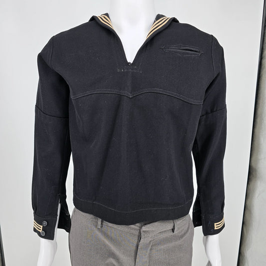 Vintage 1950s US Navy Black Gabardine Wool Crackerjack Liberty Jumper (40/M)