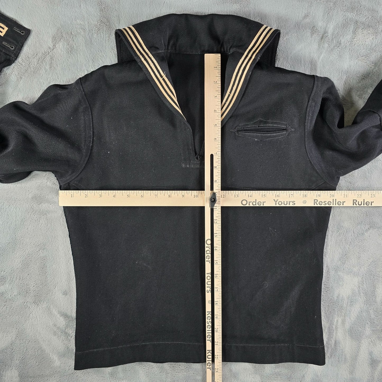 Vintage 1950s US Navy Black Gabardine Wool Crackerjack Liberty Jumper (40/M)