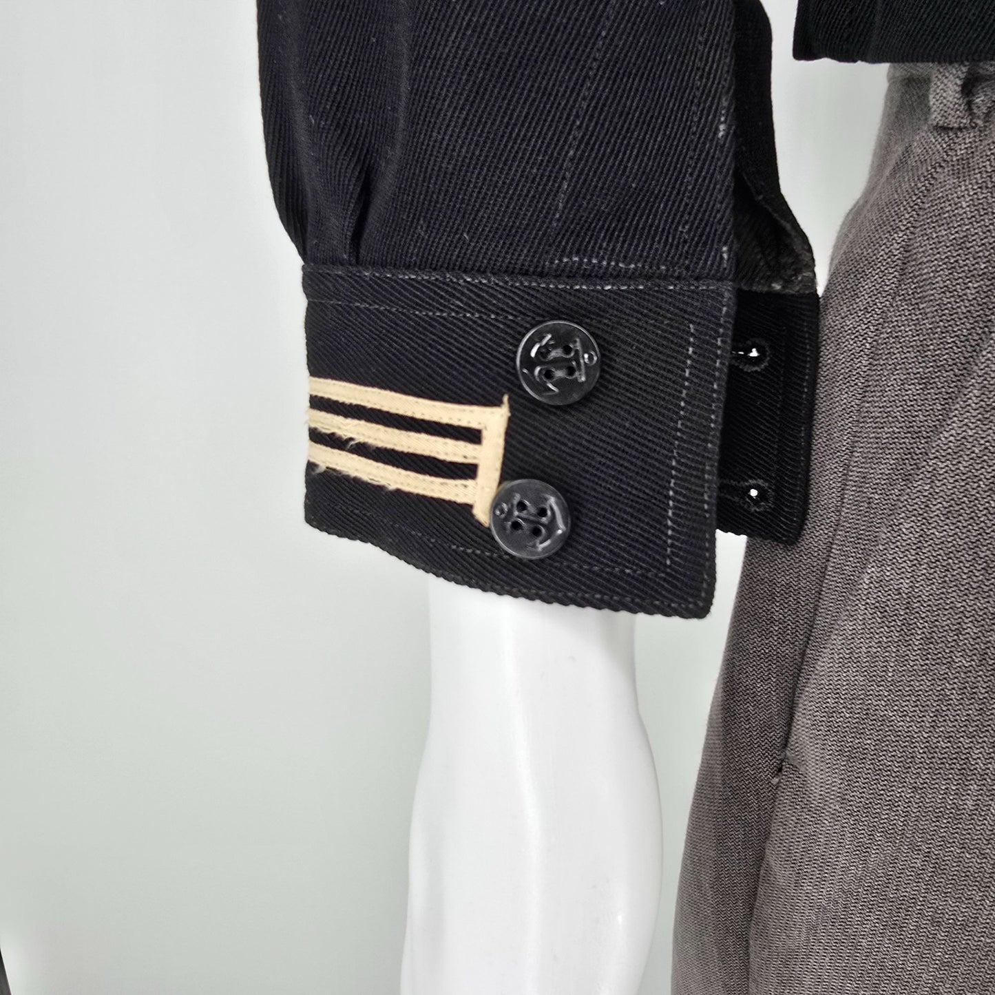 Vintage 1950s US Navy Black Gabardine Wool Crackerjack Liberty Jumper (40/M)