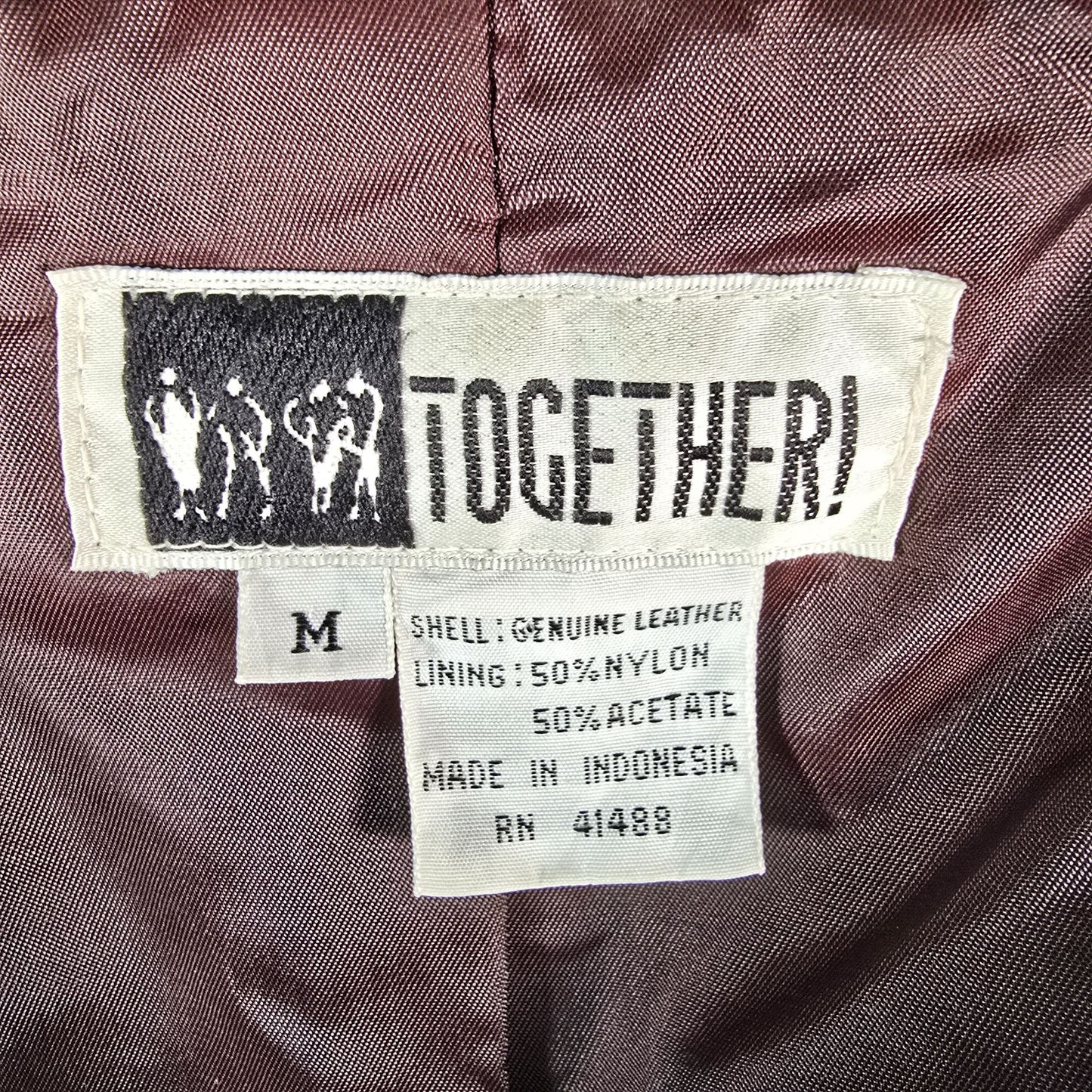 Vintage 1990s Together! Dark Brown Double-Breasted Belted Leather Trench Coat -M