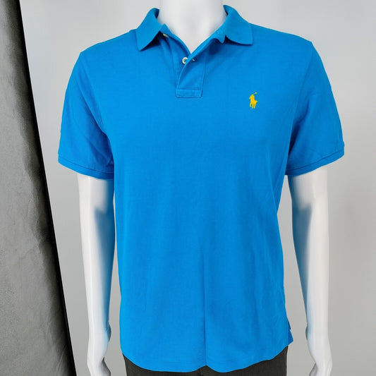 Polo Ralph Lauren Blue Classic Fit Polo with Yellow Chest Pony Logo (Large)