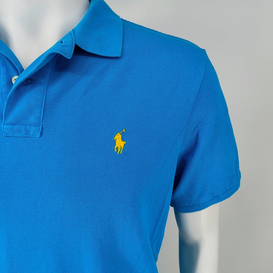 Polo Ralph Lauren Blue Classic Fit Polo with Yellow Chest Pony Logo (Large)