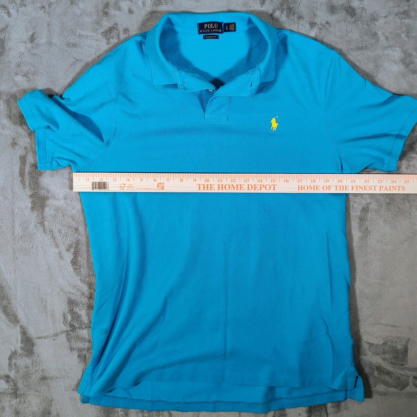 Polo Ralph Lauren Blue Classic Fit Polo with Yellow Chest Pony Logo (Large)