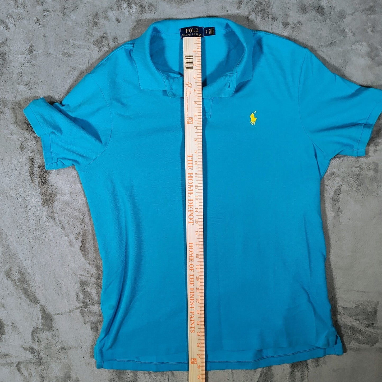 Polo Ralph Lauren Blue Classic Fit Polo with Yellow Chest Pony Logo (Large)
