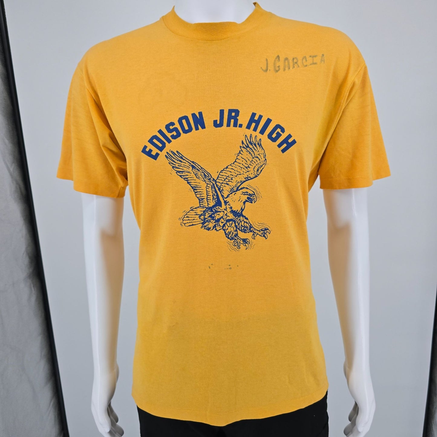 Vintage 1970s Edison Jr. High School Eagles Rock Island Illinois Gym T-Shirt (L)