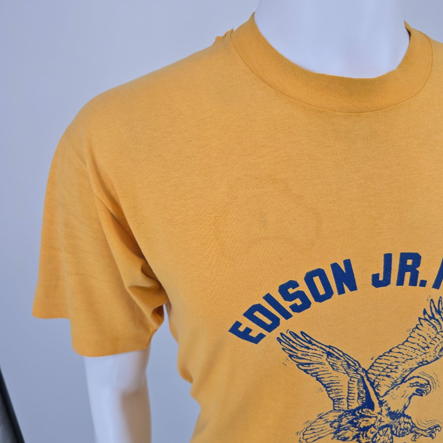 Vintage 1970s Edison Jr. High School Eagles Rock Island Illinois Gym T-Shirt (L)