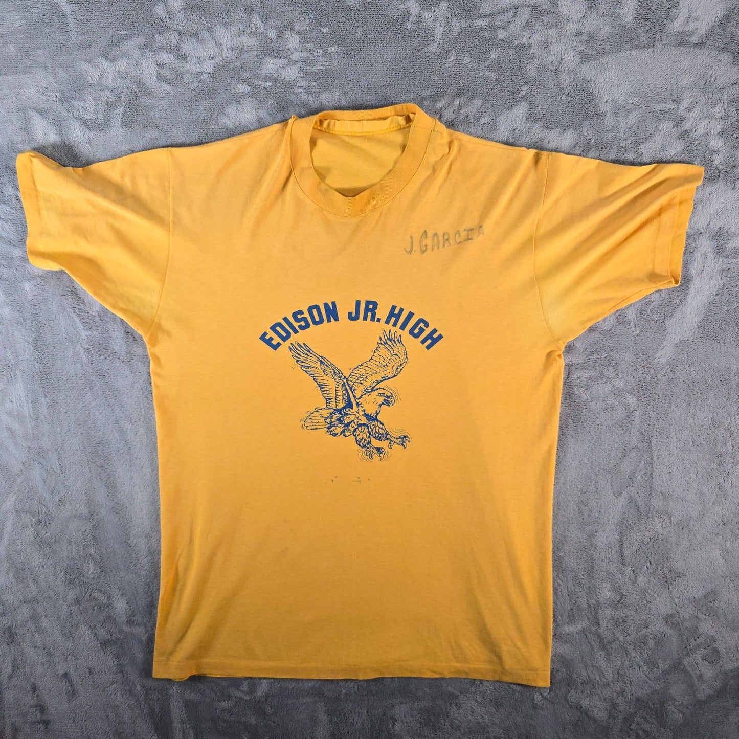 Vintage 1970s Edison Jr. High School Eagles Rock Island Illinois Gym T-Shirt (L)