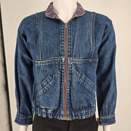 Vintage 1980s Learsi Women's Batwing/Dolman Sleeve Reversible Denim Jacket (M)