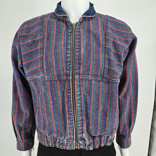 Vintage 1980s Learsi Women's Batwing/Dolman Sleeve Reversible Denim Jacket (M)