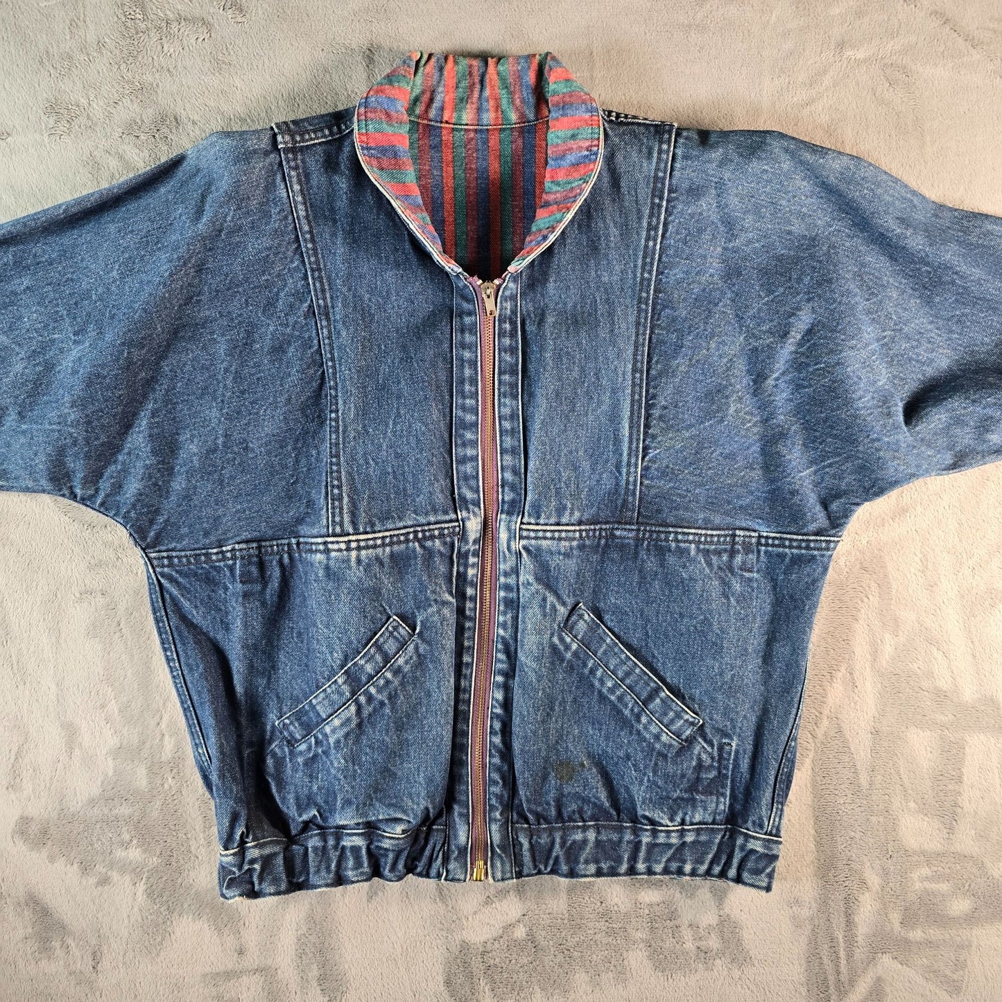 Vintage 1980s Learsi Women's Batwing/Dolman Sleeve Reversible Denim Jacket (M)